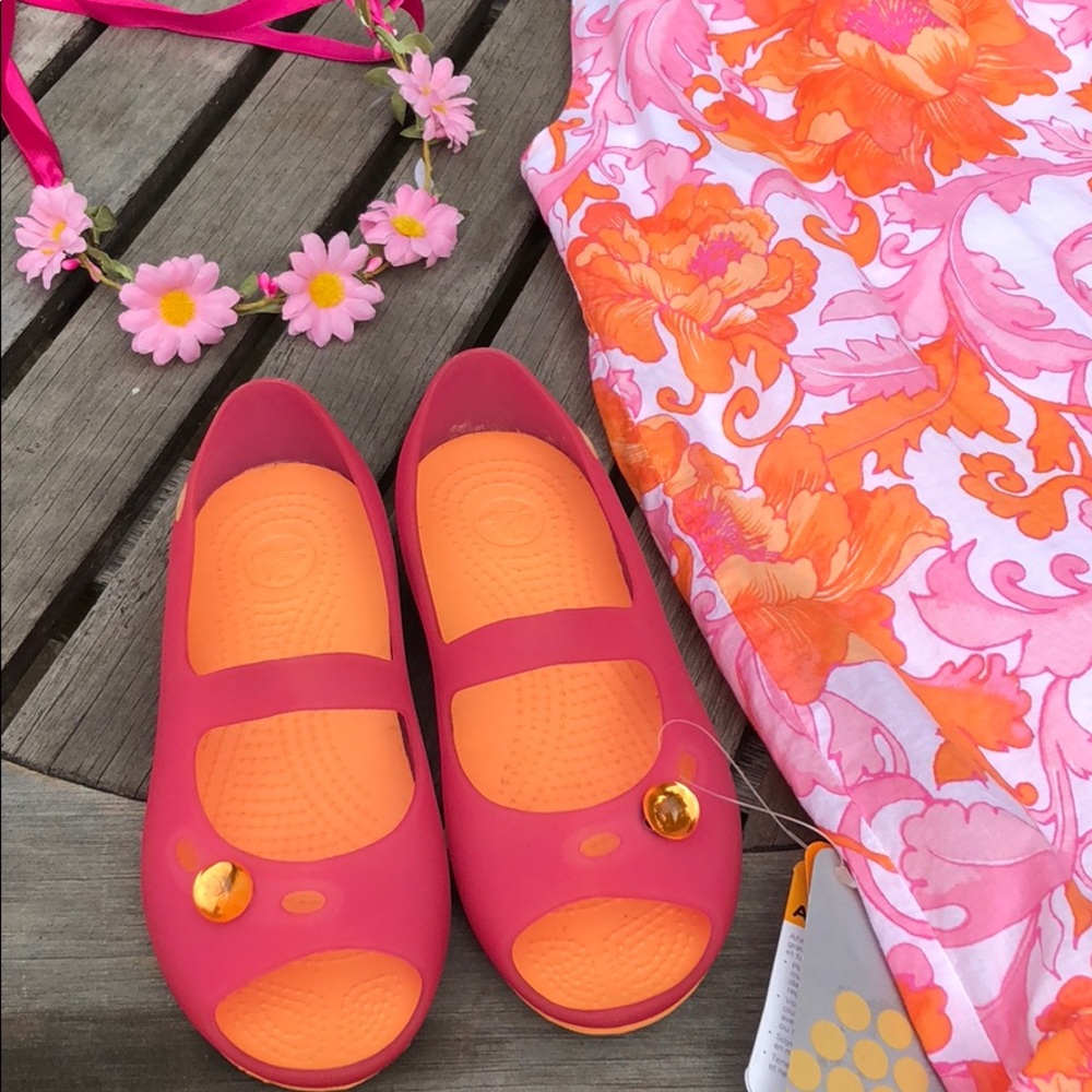 Girls Crocs Carlie flat hot pink/cantaloupe